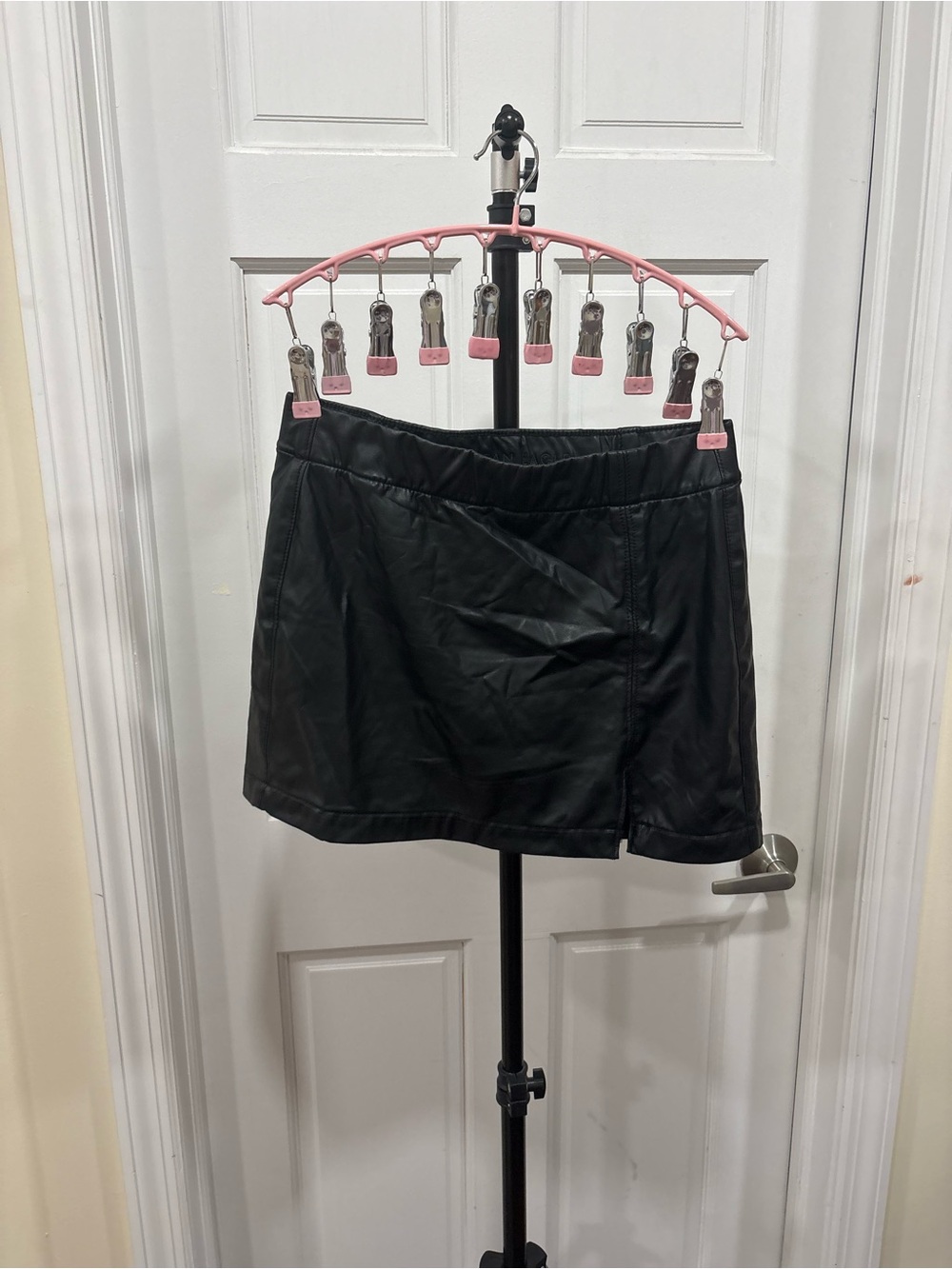 American Eagle Black Leather High Rise Mini Skort
